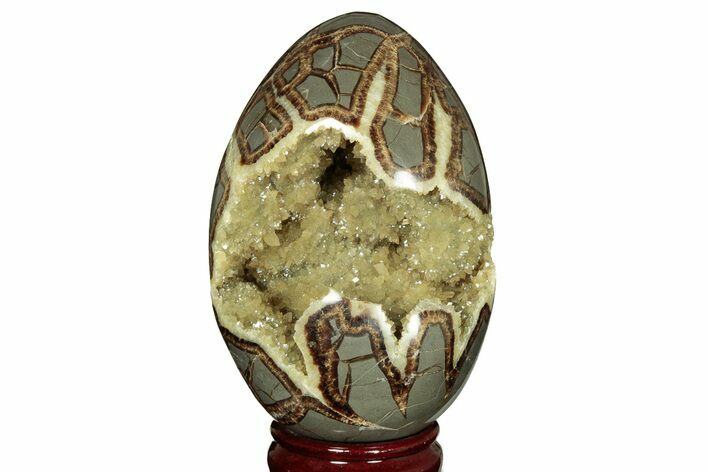 Calcite Crystal Filled Septarian Geode Egg - Utah #206751